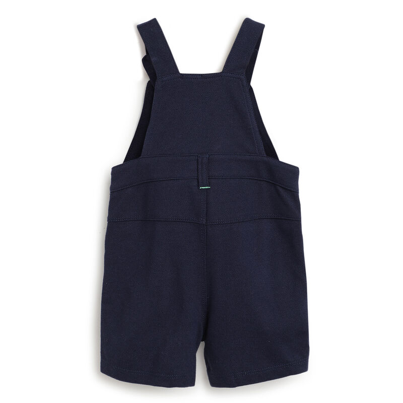 Boys Dark Blue Applique Short Dungaree image number 1